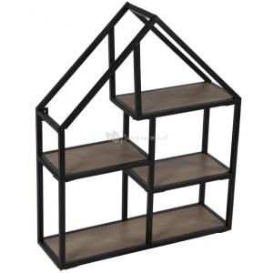 Wallhanger Black House 40x15x50 cm zwart industrieel wandrek